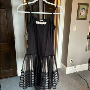 Girl’s Elaine et Lena Sleeveless Dress with Sheer Striped Skirt